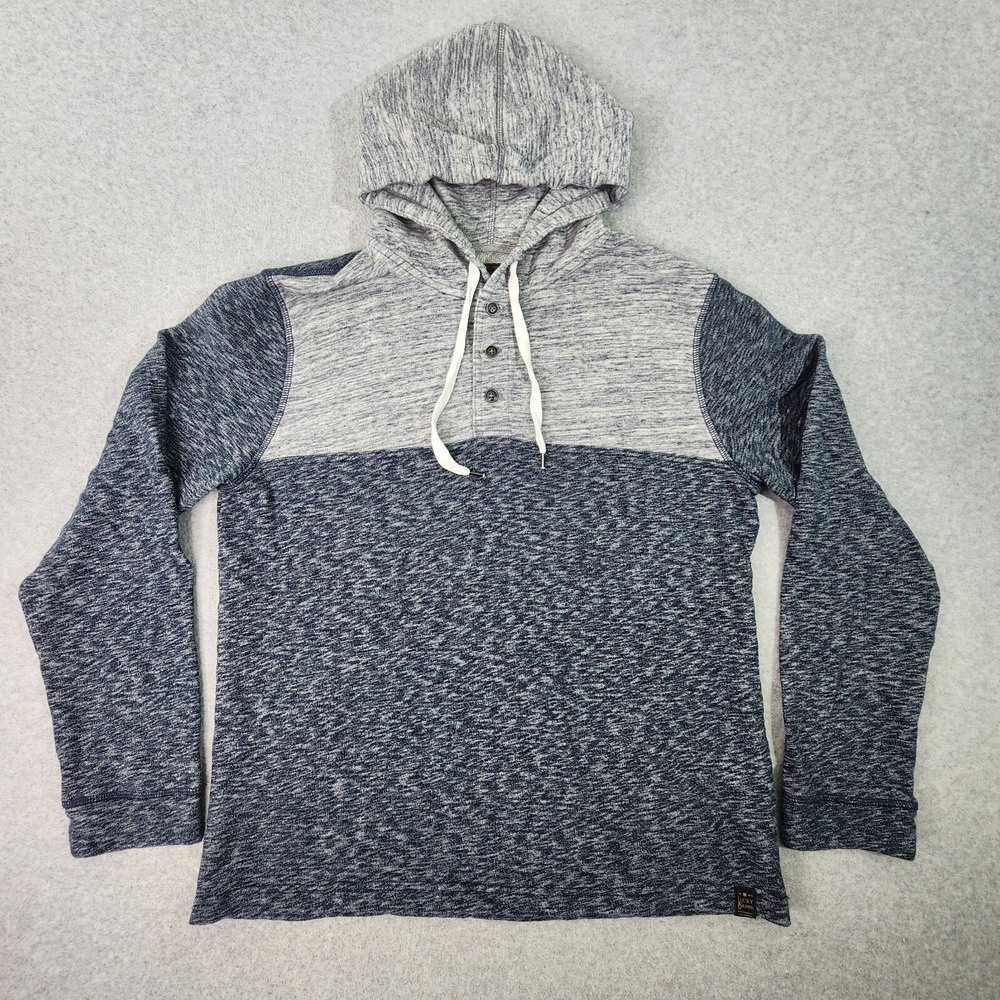 Lucky Brand Henley Pullover Hoodie Mens Large Heathered Gray Sweatshirt